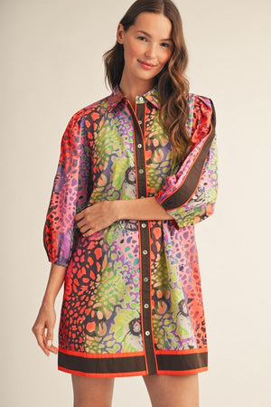 Wildflower Leopard Button Down Dress