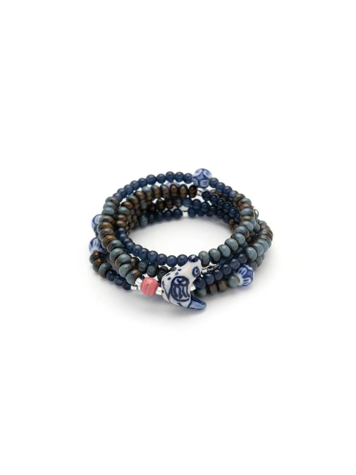 Ceramic Bead Wrap Bracelet + Necklace peace dove