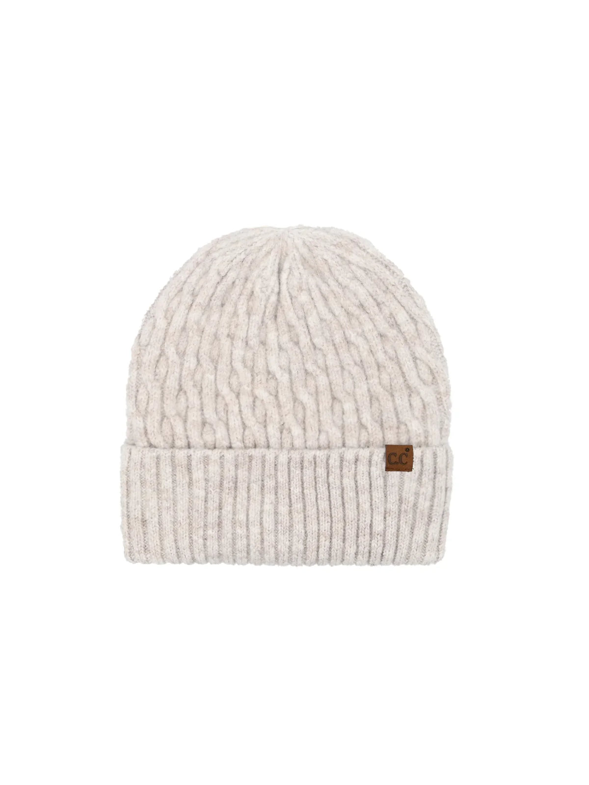 Chain Link Cable Cuff Beanie Oatmeal