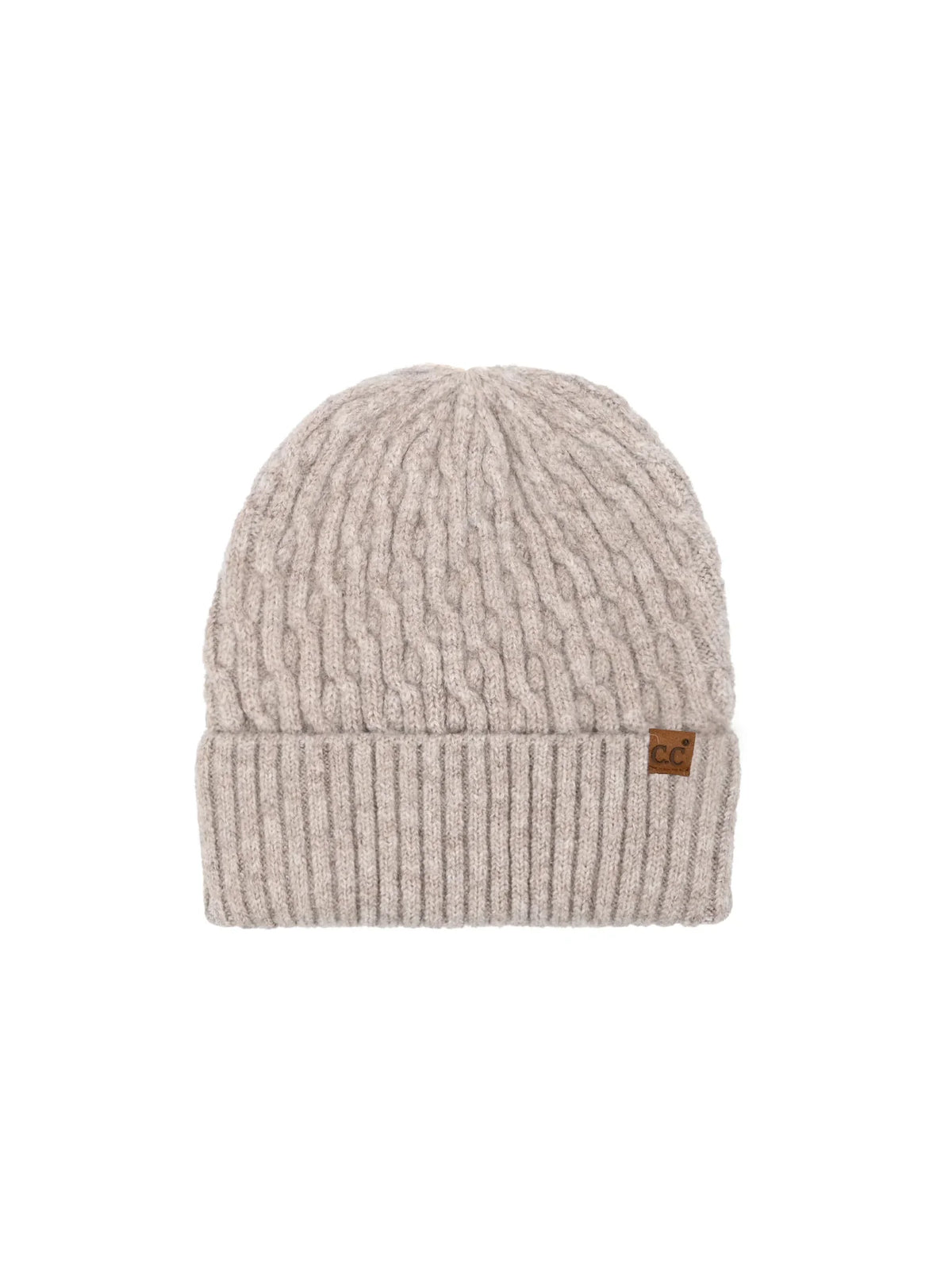 Chain Link Cable Cuff Beanie Taupe