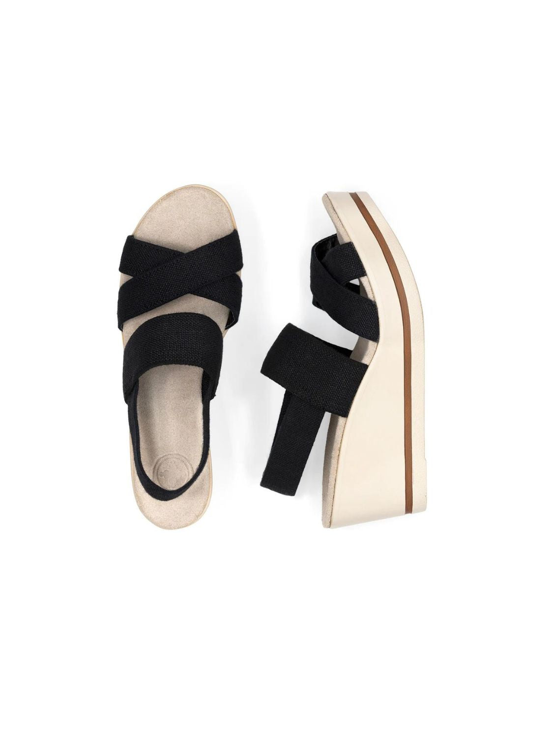 charleston shoe company pairs platform wedge in black-pair top and side view