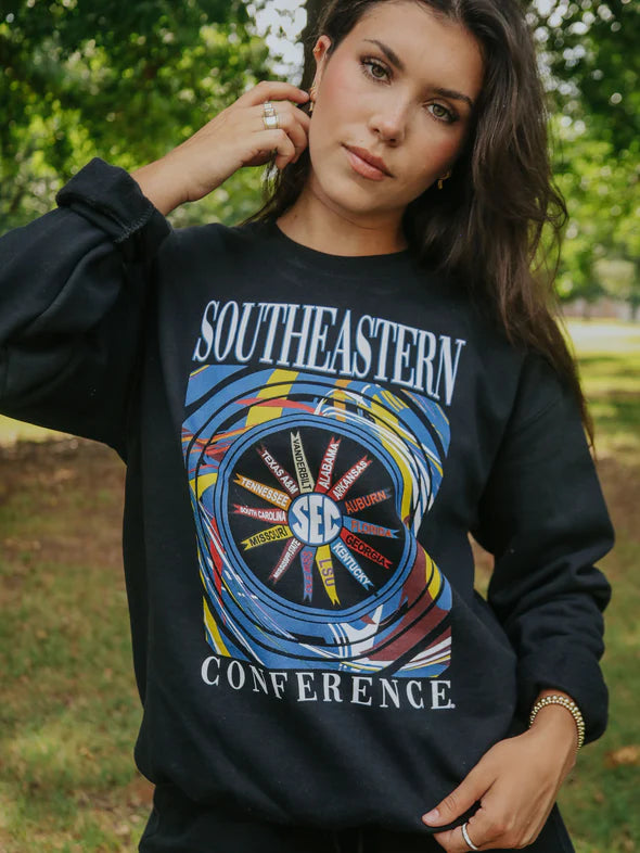 charlie southern sec band pinwheel sweatshirt in black -model view