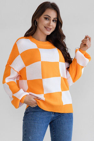 Checkerboard Pride Bishop Sleeve Sweater