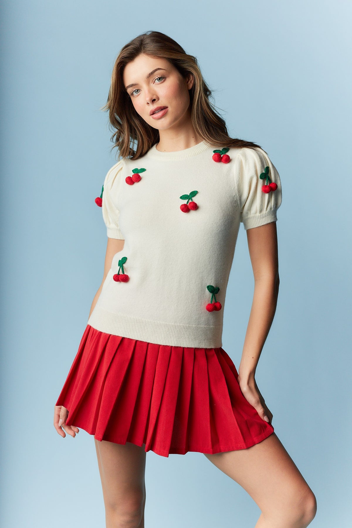 Cherry Short Sleeve Sweater-front