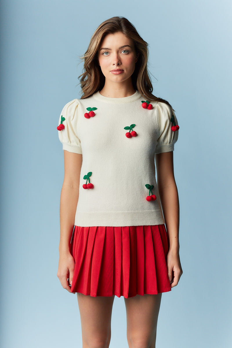 Cherry Short Sleeve Sweater