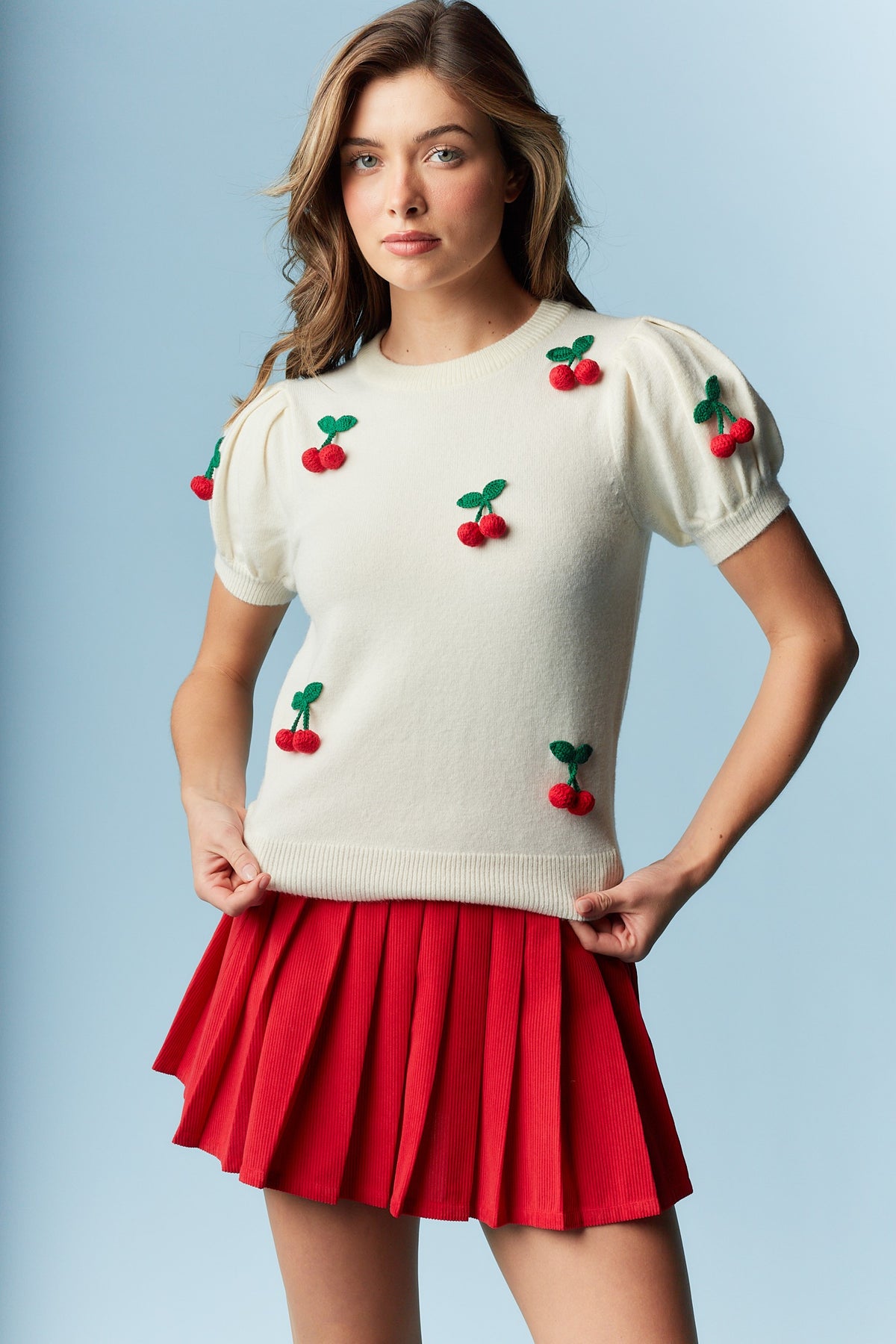 Cherry Short Sleeve Sweater