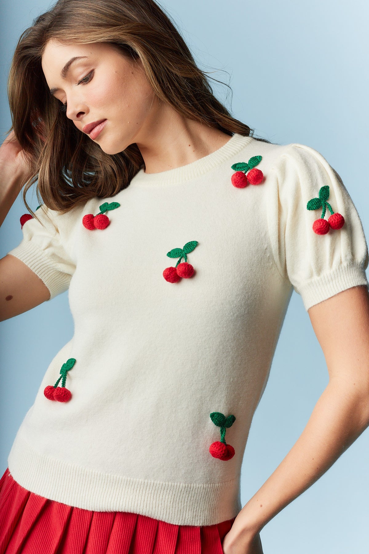 Cherry Short Sleeve Sweater