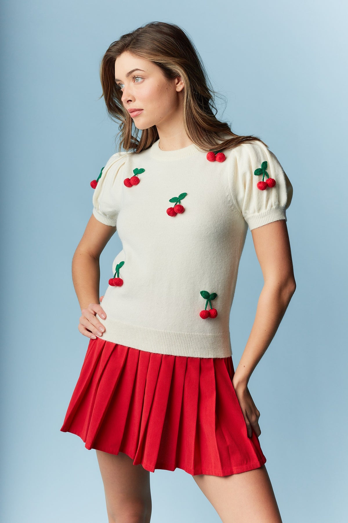 Cherry Short Sleeve Sweater-front