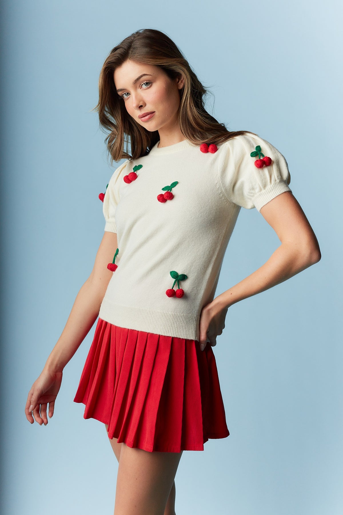 Cherry Short Sleeve Sweater-side