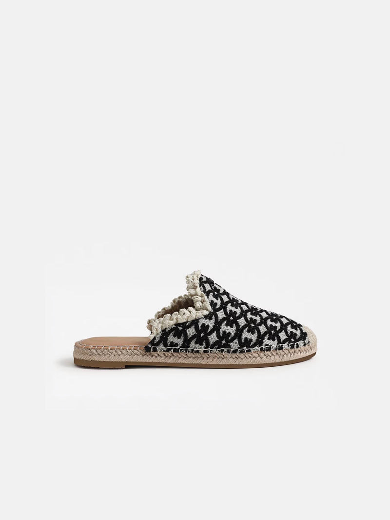 Circus NY by Sam Edelman Mallory Espadrille Mule Black Natural Canvas