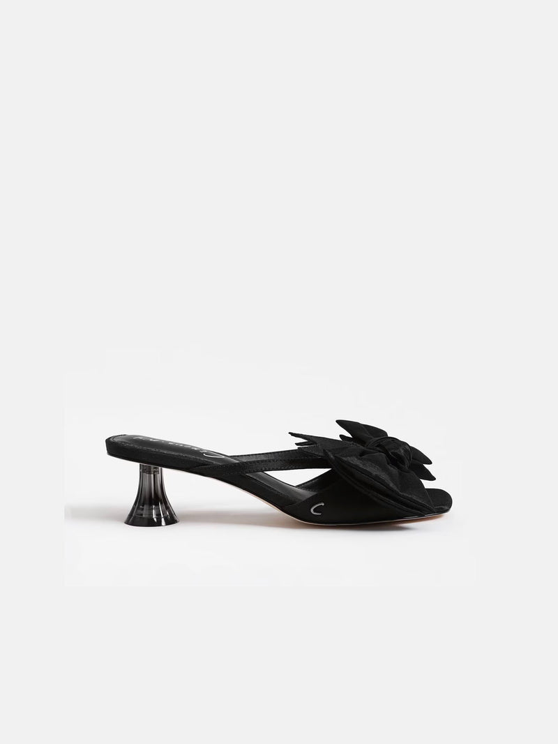 Circus NY by Sam Edelman Natalina Kitten Heel Mule Black Satin