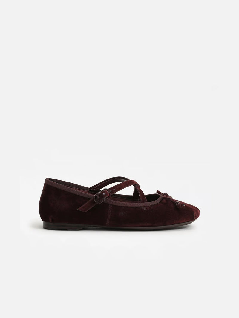 Circus NY by Sam Edelman Zuri Strap Ballet Flat Dark Spiced Plum Velvet