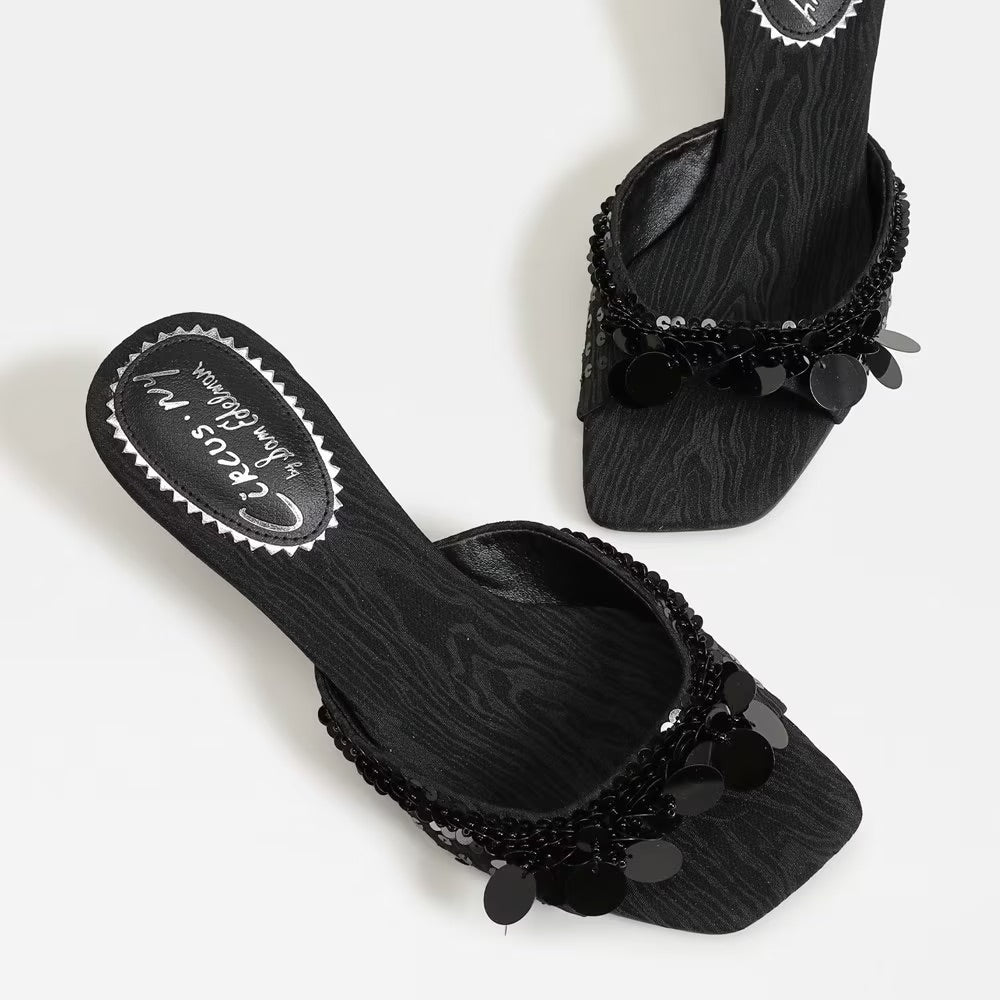 Circus NY by Sam Edelman Juliana Kitten Heel Mule Black Fabric