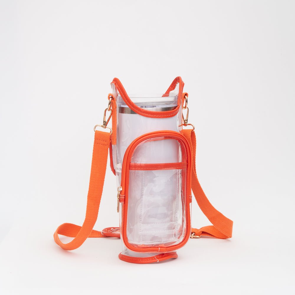 clear game day stadium approved tumbler holder crossbody bag orange tennessee volunteers game day