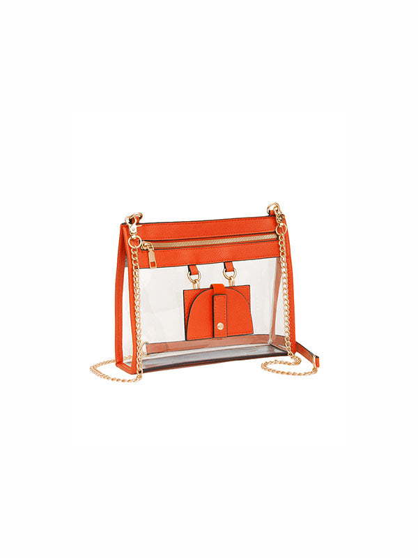 clear orange stadium bag with gold chain strap tennessee volunteers game day