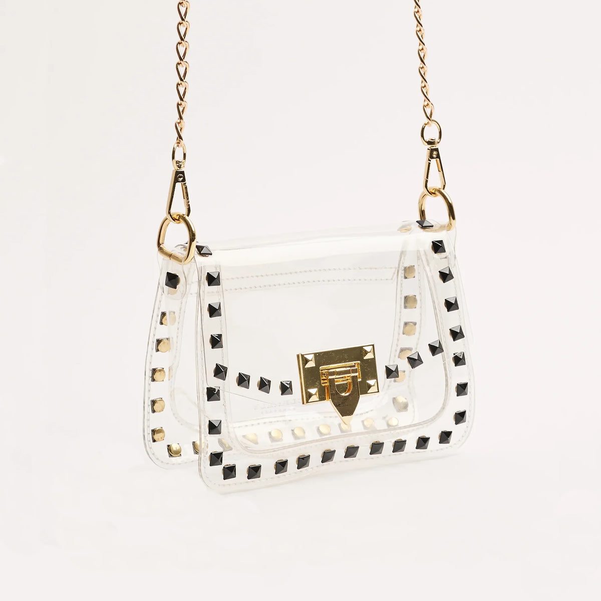 Jackie Clear Black Stud Crossbody Stadium Approved Clear Bag for Game Day