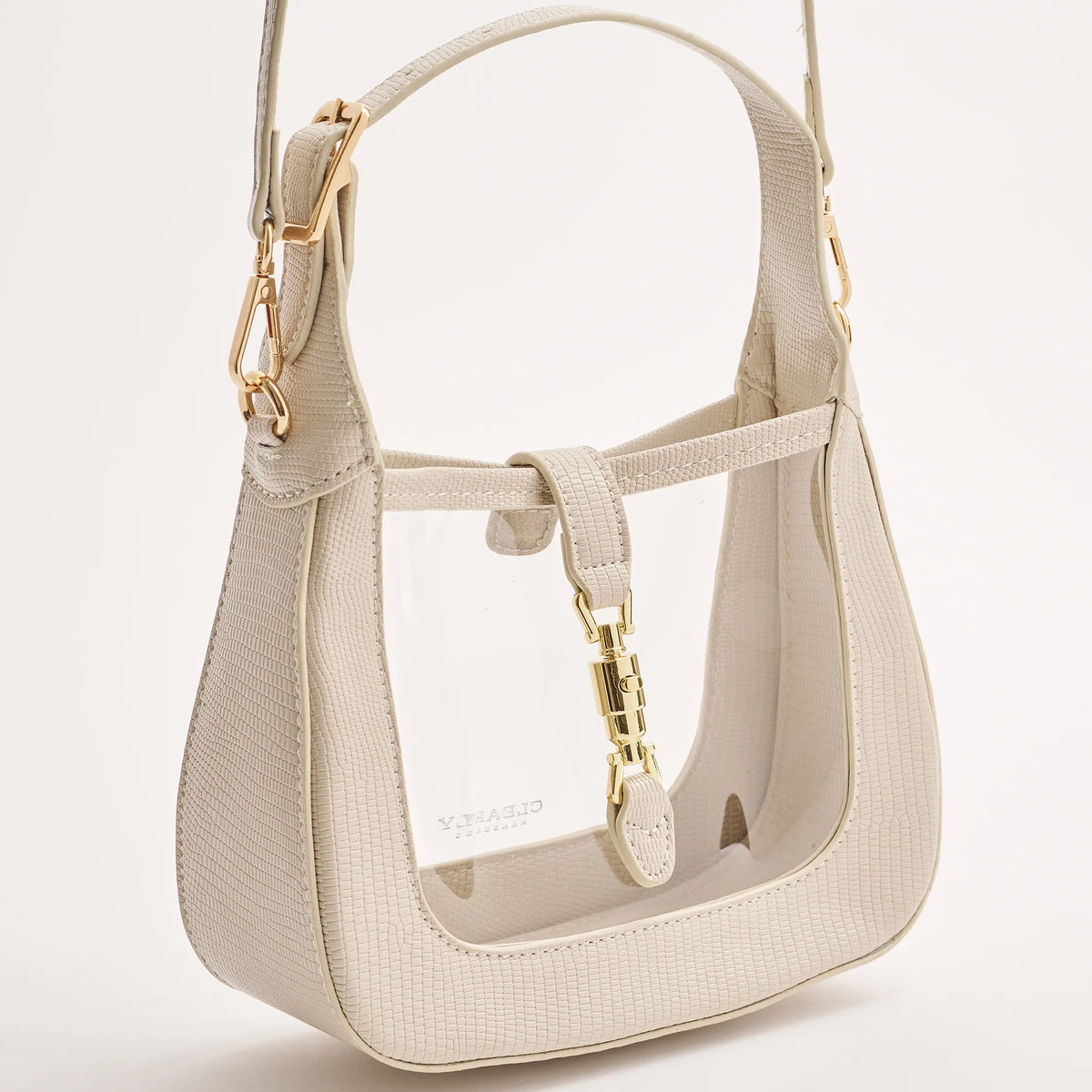 Clearly Handbags Paige Ivory & Gold Clear Crossbody Bag Stadium Approved