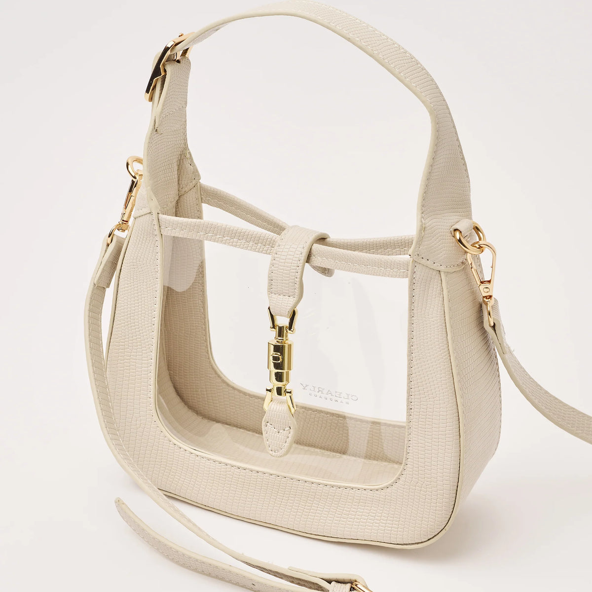 Clearly Handbags Paige Ivory & Gold Clear Crossbody Bag Stadium Approved