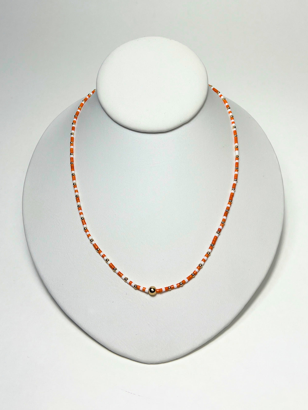 Cleo Orange and White Beaded Necklace
