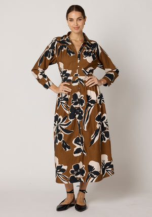 Cleobella Arabella Midi Dress in smoked clover-front