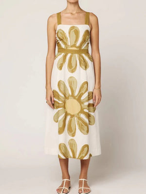 cleobella clara ankle dress in floral placed print 