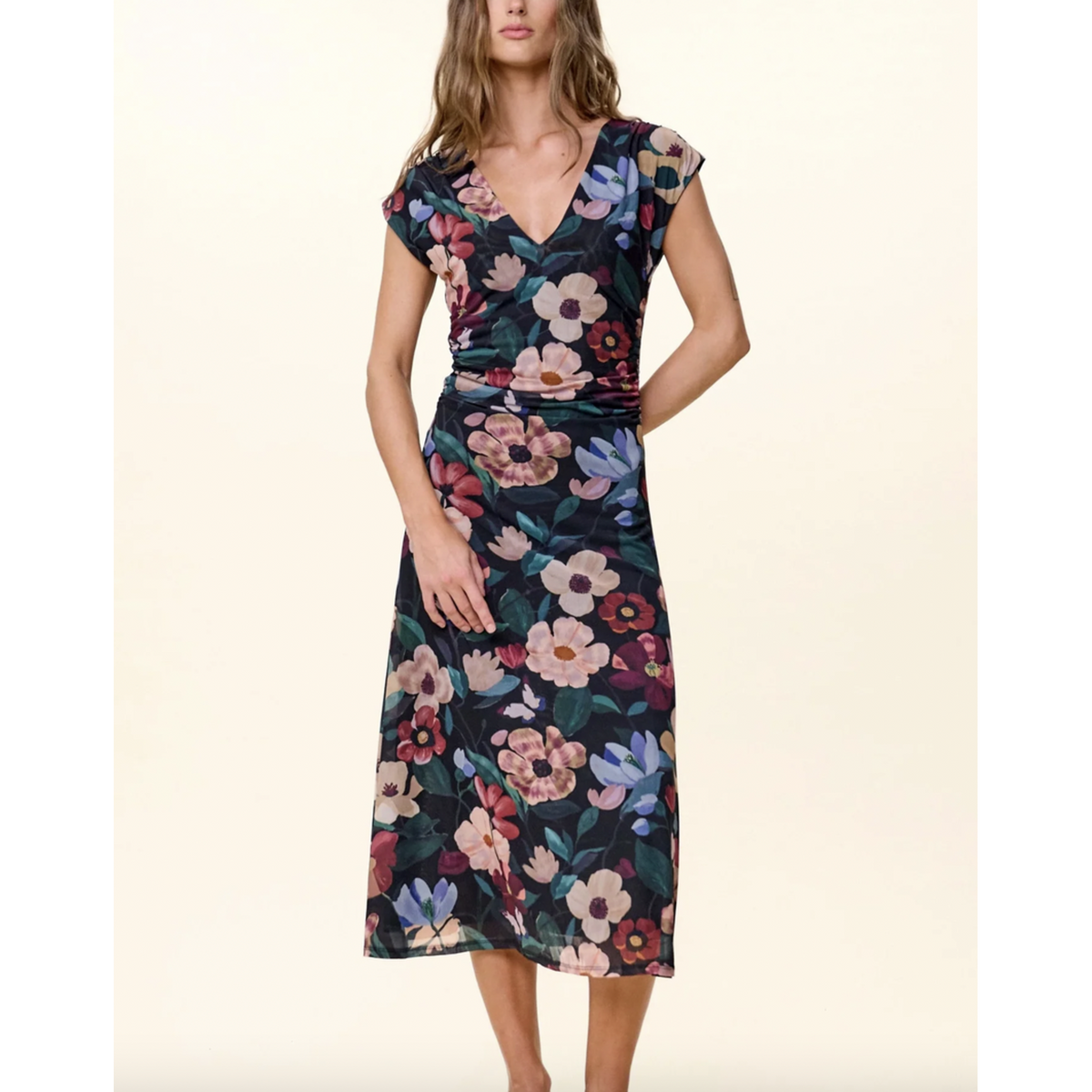 Cleobella Deirdre Midi Dress  Black Andalusia