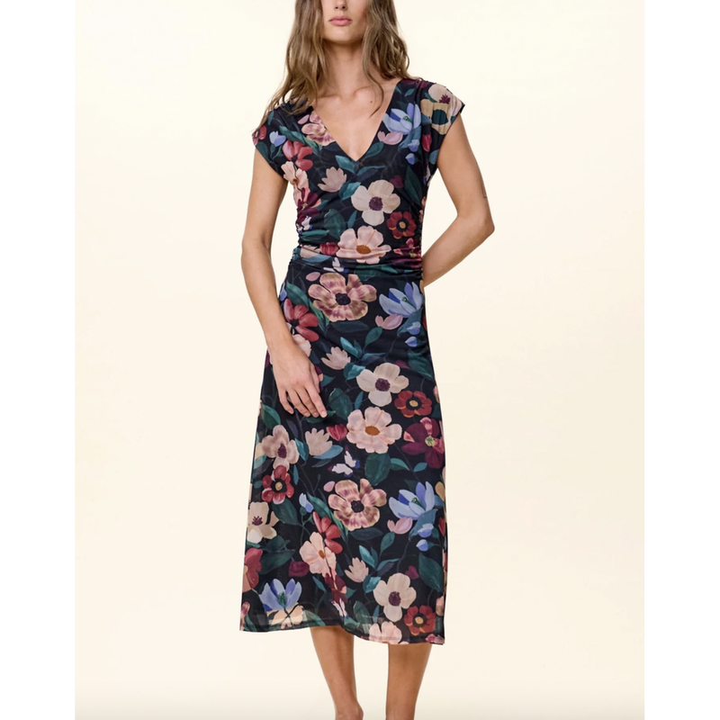 Cleobella Deirdre Midi Dress  Black Andalusia