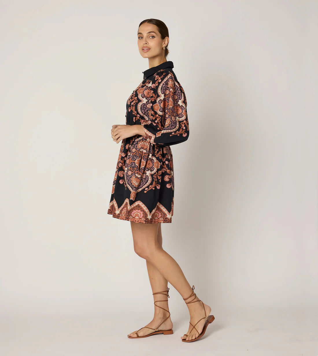 Cleobella Leigh Mini Dress in dark lagos-side