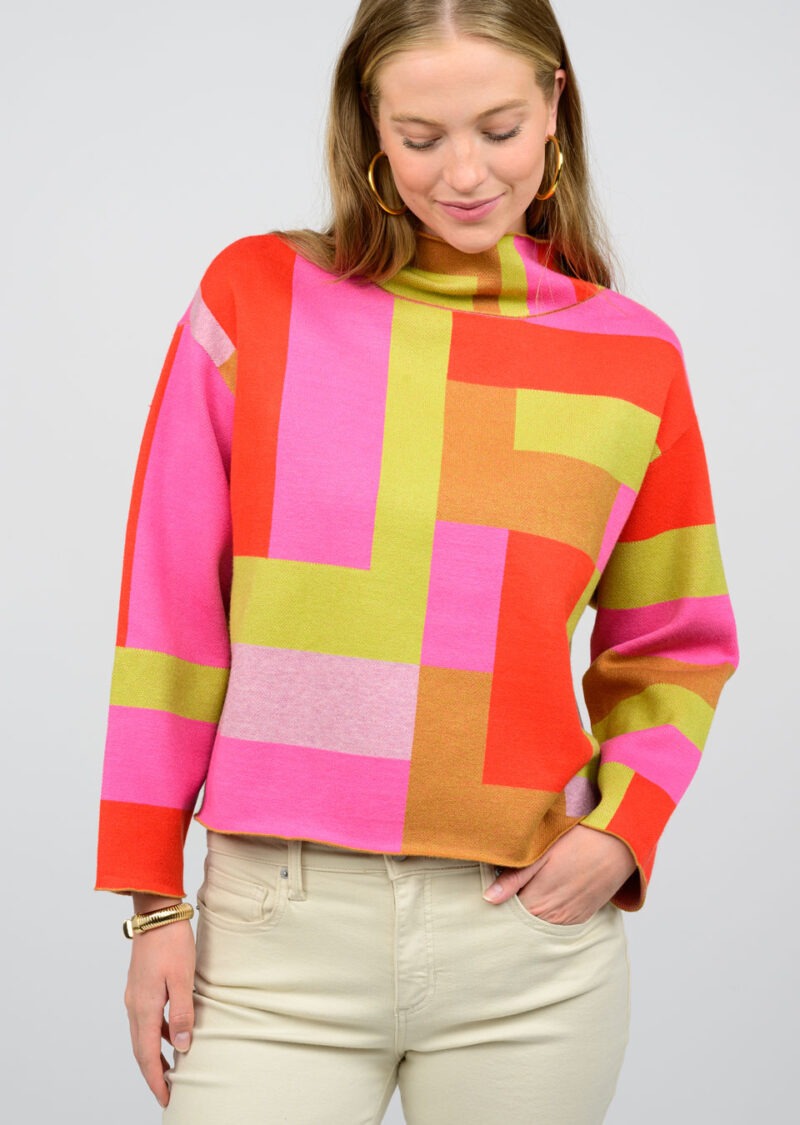 Ivy Jane Color Block Sweater in multi-front