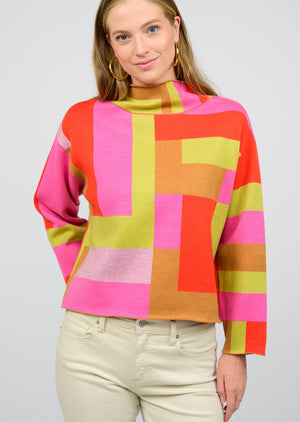 Ivy Jane Color Block Sweater in multi-front