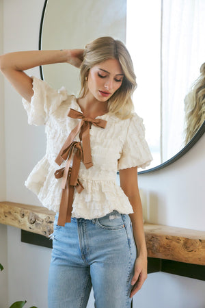 Charming Bow Babydoll Blouse