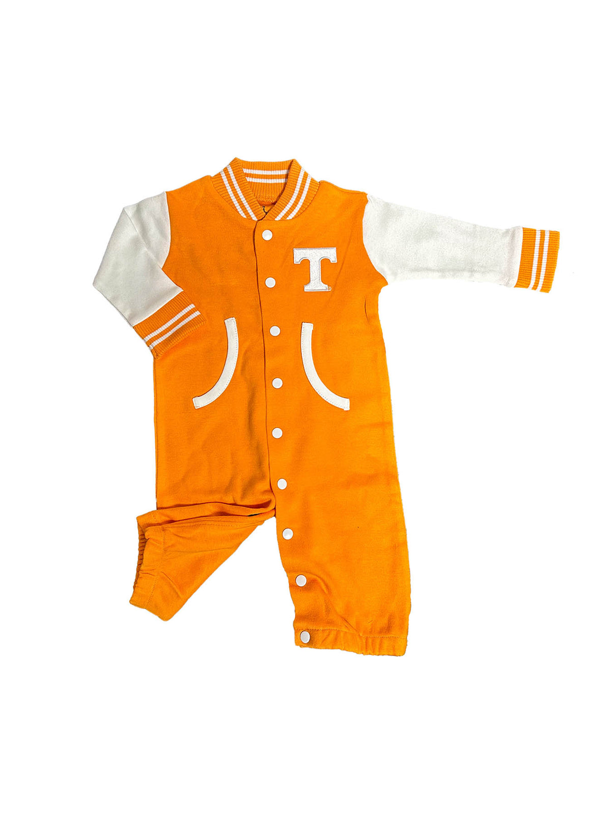 University of Tennessee Newborn Orange & White Varsity Convertible Romper Embroidered Power T Logo