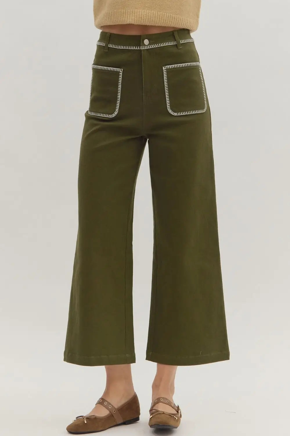 Edge Line Wide Leg Crop Pants