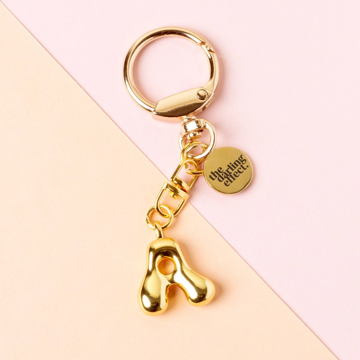 Gold Bubble Letter Keychain Bag Charm Letter A