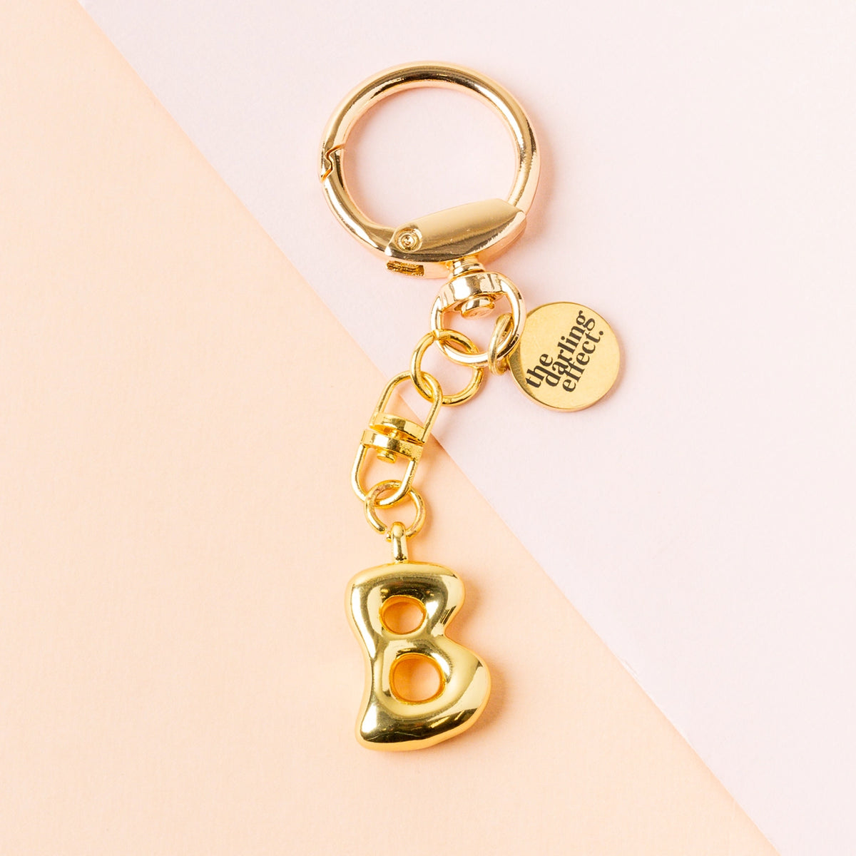 Gold Bubble Letter Keychain Bag Charm Letter B