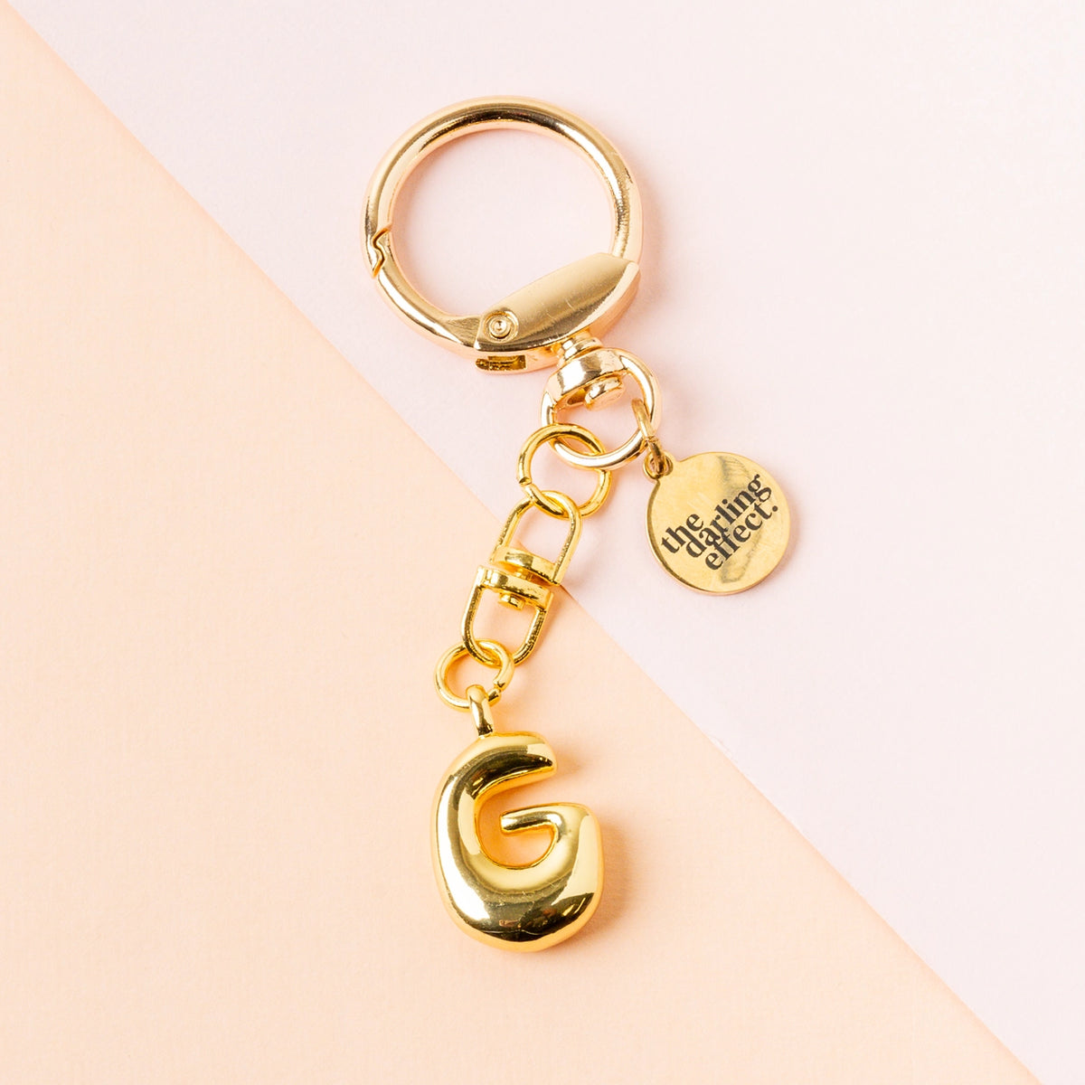 Gold Bubble Letter Keychain Bag Charm Letter G