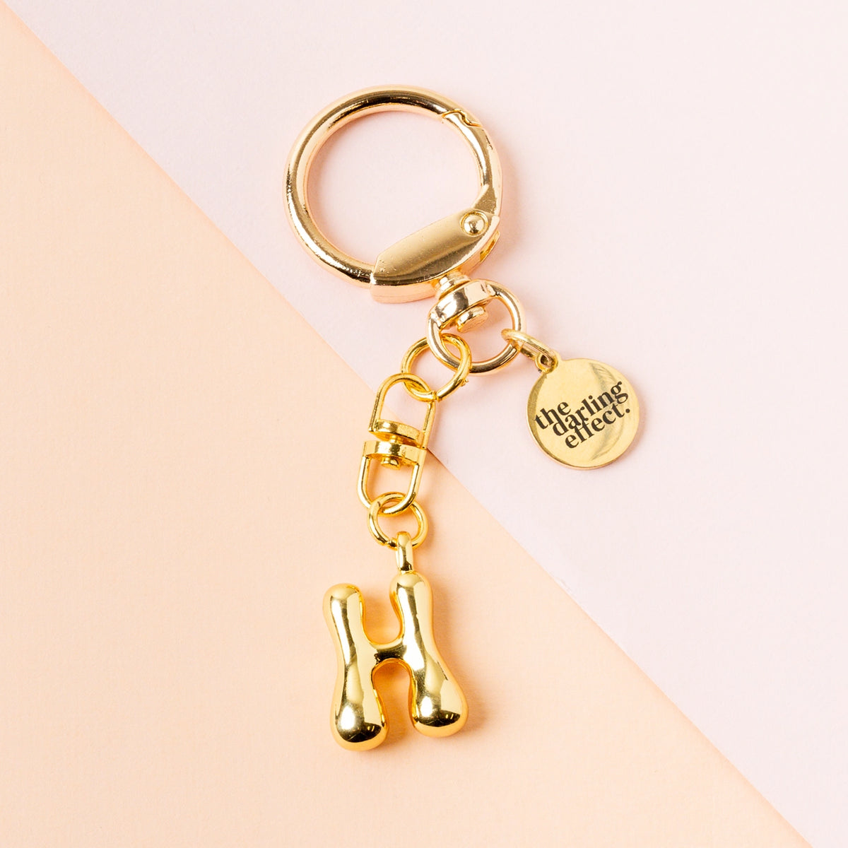 Gold Bubble Letter Keychain Bag Charm Letter H