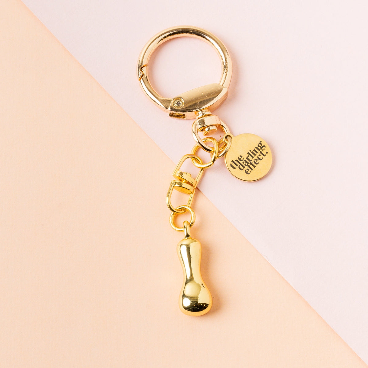 Gold Bubble Letter Keychain Bag Charm Letter I