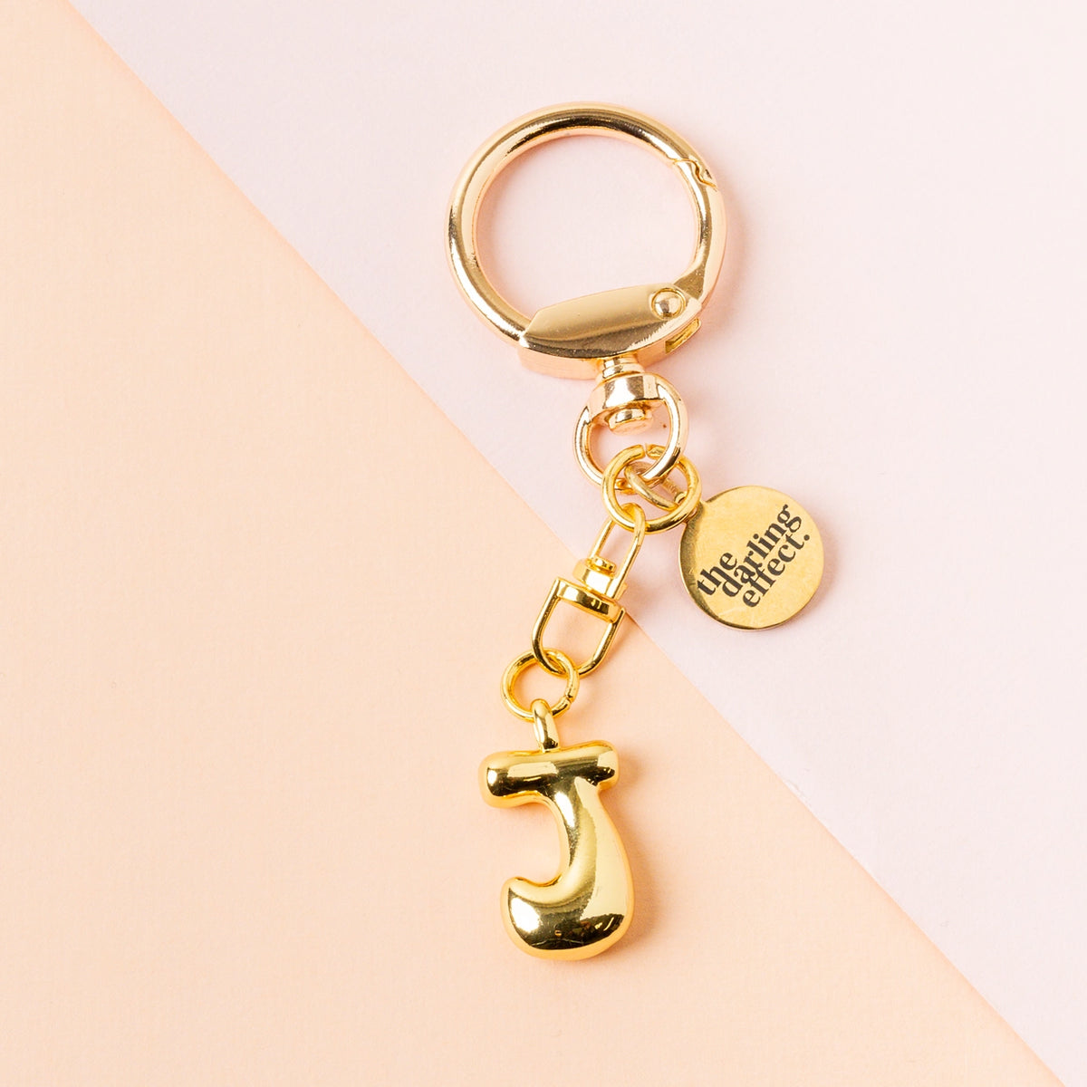 Gold Bubble Letter Keychain Bag Charm Letter J