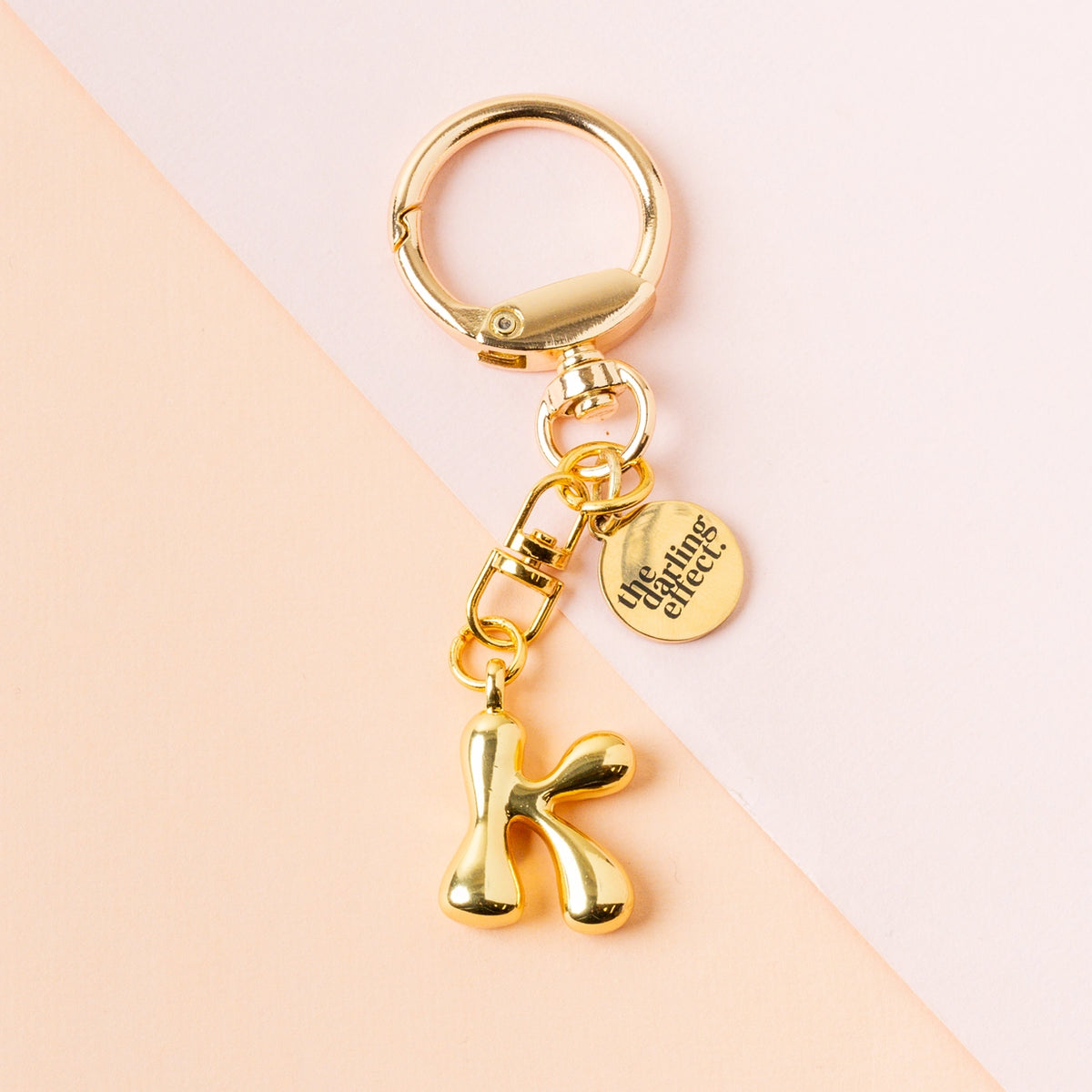 Gold Bubble Letter Keychain Bag Charm Letter K