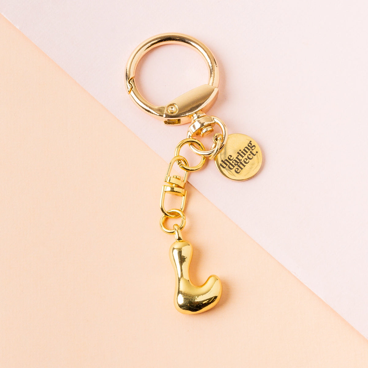 Gold Bubble Letter Keychain Bag Charm Letter L