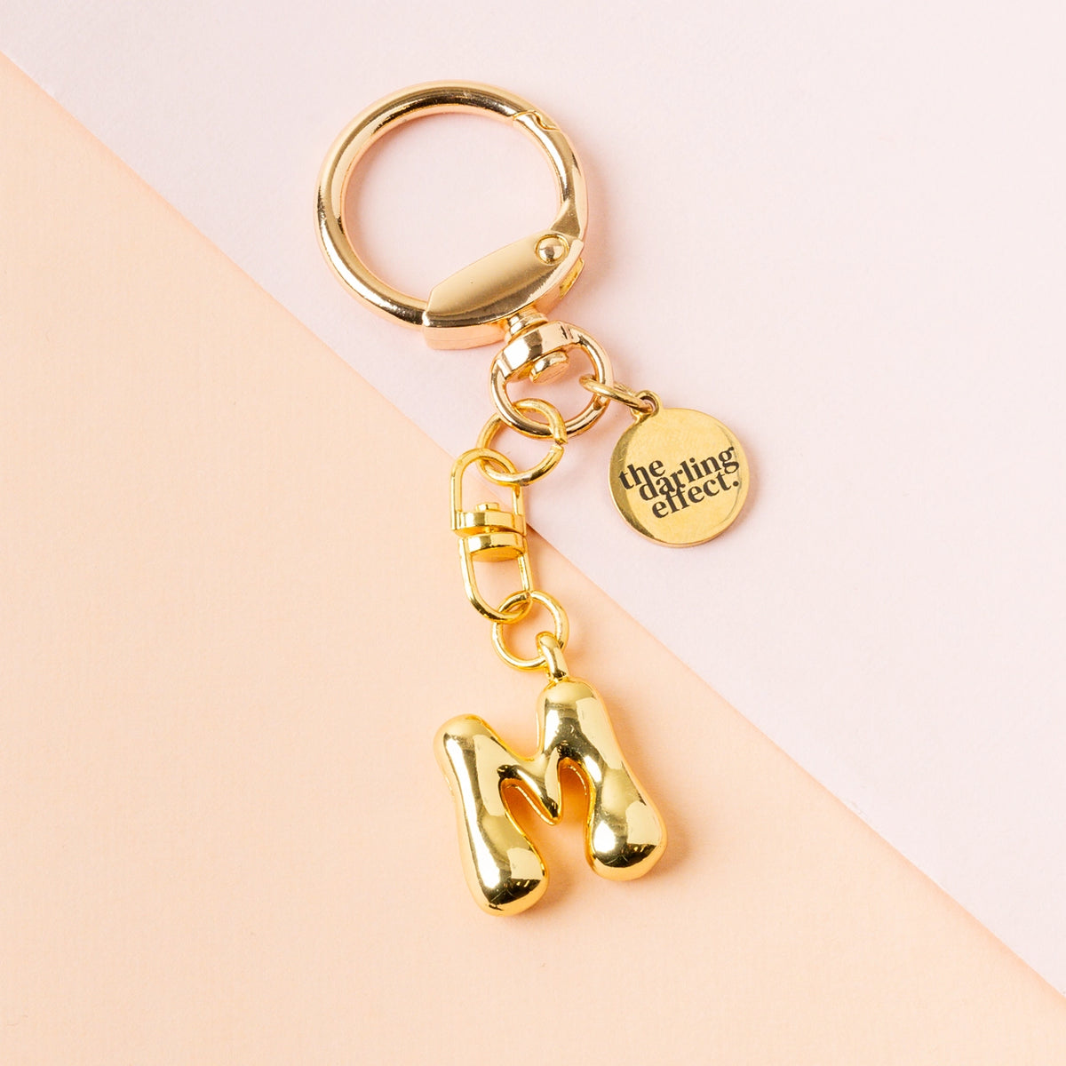 Gold Bubble Letter Keychain Bag Charm Letter M