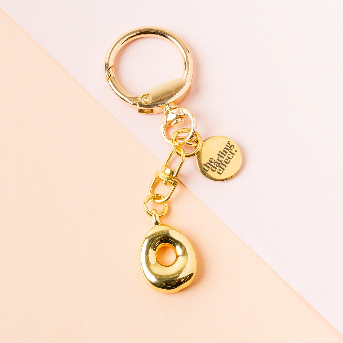 Gold Bubble Letter Keychain Bag Charm Letter O