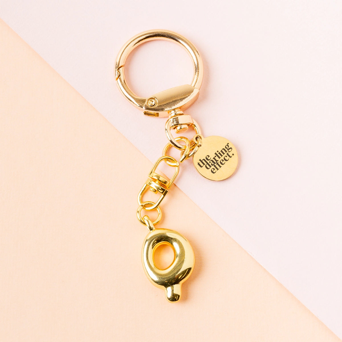 Gold Bubble Letter Keychain Bag Charm Letter Q