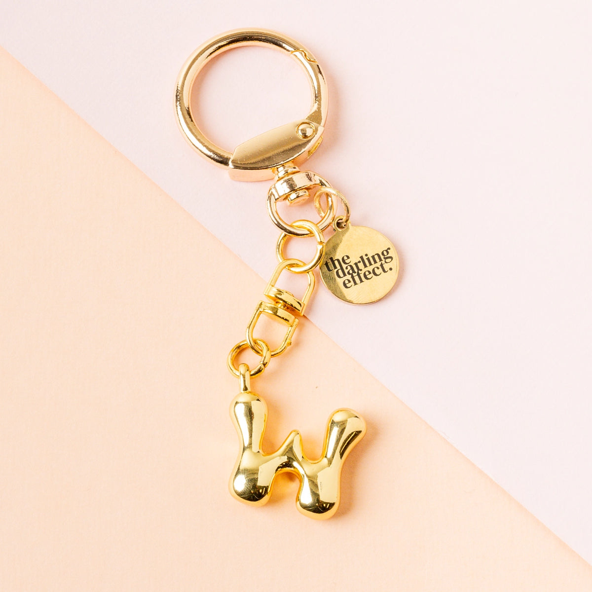 Gold Bubble Letter Keychain Bag Charm Letter W