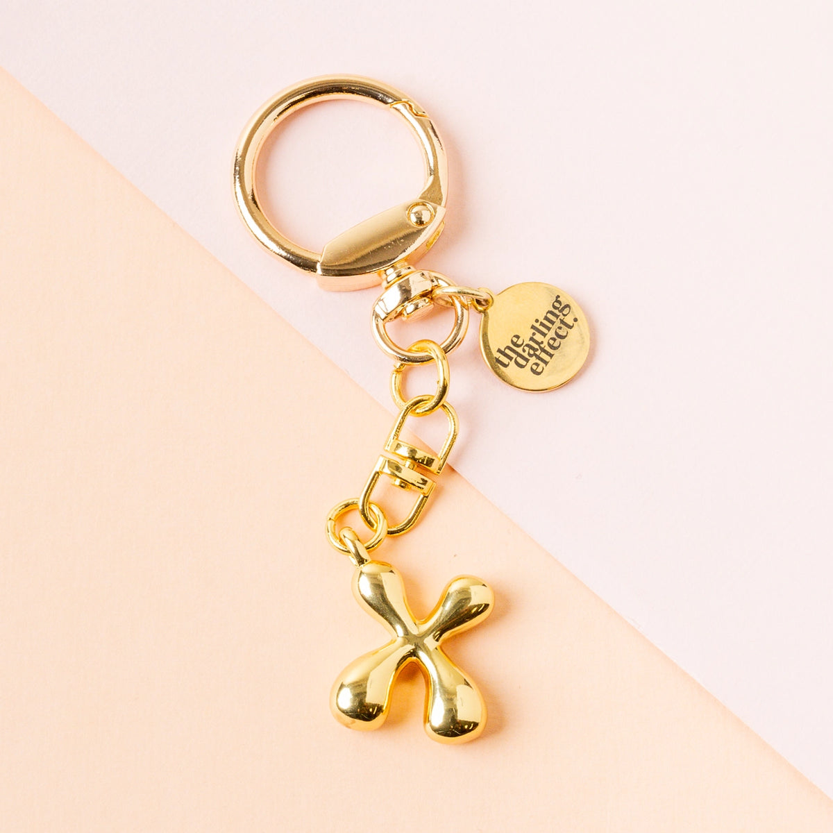 Gold Bubble Letter Keychain Bag Charm Letter X