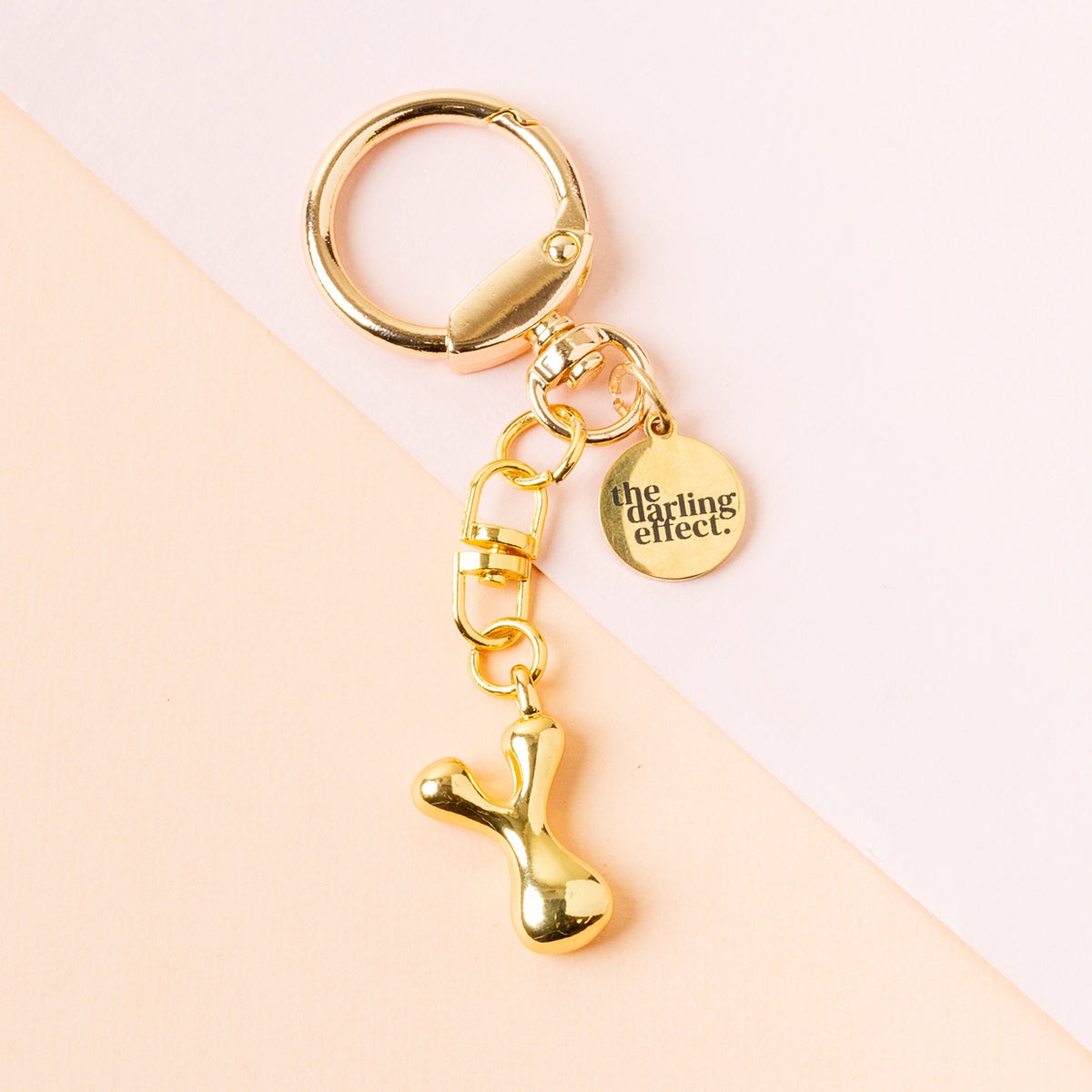 Gold Bubble Letter Keychain Bag Charm Letter Y