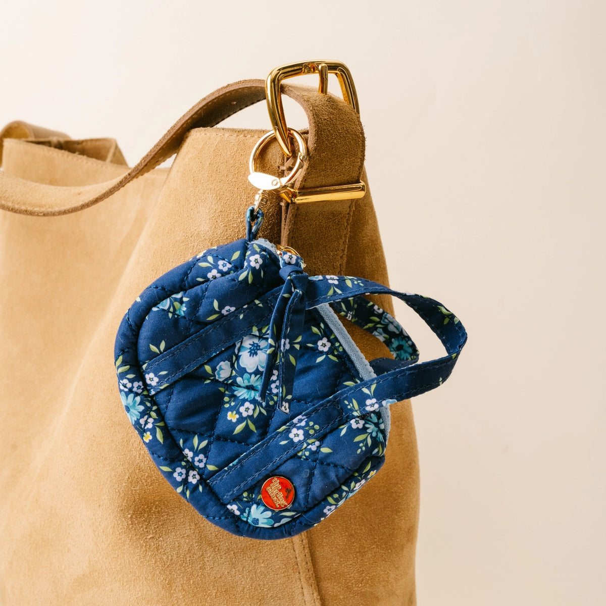 Navy Light Blue Purple Floral Mini Duffle Bag Bag Charm on Purse Darling Effect Itty Bitty Duffle Bag Charm Endless Daydream Navy