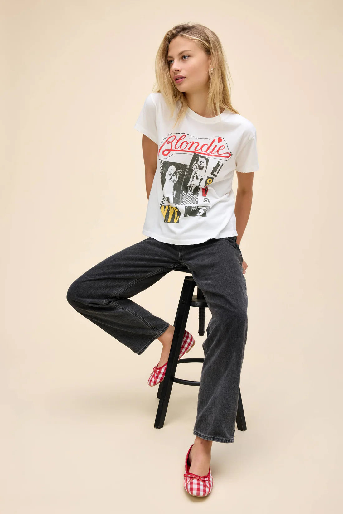 Daydreamer Blondie Valentine Collage Tee in vintage white-front