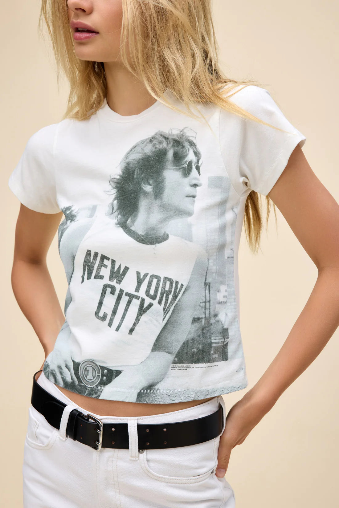 Daydreamer John Lennon NYC Vintage Tee in vintage white-front